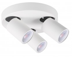 Foco superficie base redonda basculante y orientable Blanco para 3 Lámparas GU10
