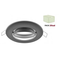 Foco basculante empotrar Plata 90mm, para Lámpara GU10/MR16, Caja 20ud a 2,30€/ud