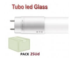 Tubo LED T8 600mm Cristal 9W conexión 1 lado, Caja de 25 ud x 3,60€/ud