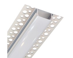 Perfil Aluminio Empotrar integración obras modelo B, para tiras LED hasta 20mm, barra 2 Metros - completo- (desde 8,00€/m)