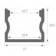 Perfil Aluminio Superficie 17x15mm. para tiras LED, barra de 2 Metros 