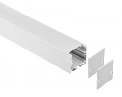 Perfil Aluminio anodizado Blanco Superficie Colgar 35x35mm. para tiras LED, barra 2 Metros -completo-