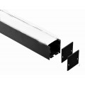 Perfil Aluminio anodizado Negro Superficie Colgar 35x35mm. para tiras LED, barra 2 Metros -completo-
