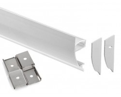 Perfil Aluminio Superficie pared Cornisa ECO 17x42mm. para tiras LED, barra de 2 Metros - Completo -