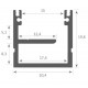 Perfil superficie aluminio anodizado Negro 20,4x19,8mm para tiras LED, barra 2 Metros