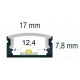 Perfil Aluminio Superficie ECO 17x7mm. para tiras LED, barra de 2 Metros -completo- (desde 3,45€/m)