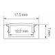 Perfil Aluminio Superficie LINE 17,5x7mm. para tiras LED, barra de 2 Metros 
