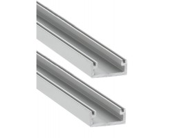 Perfil Superficie aluminio anodizado 16x7mm para tiras LED, 6 mts (2 tramos de 3 mts)