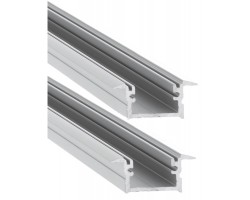 Perfil empotrar aluminio anodizado 24x12mm para tiras LED, 6 mts (2 tramos de 3 mts)