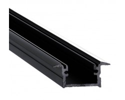 Perfil empotrar aluminio anodizado Negro 24x12mm para tiras LED, barra 2 Metros