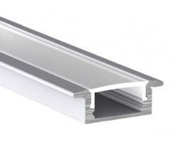 Perfil Aluminio Empotrar ECO Plata 23x8mm. para tiras LED, barra 2 Metros -completo- (desde 3,50€/mt.)