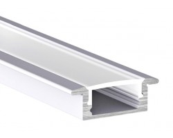 Perfil Aluminio Empotrar ECO Blanco 23x8mm. para tiras LED, barra 2 Metros -completo- (desde 3,50€/mt.)