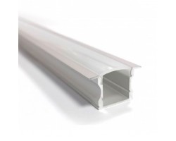 Perfil Aluminio Empotrar ECO Blanco 24x15mm. para tiras LED, barra 2 Metros -completo- (a 9,00€/mt.)