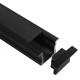 Perfil Aluminio Empotrar ECO Negro 24x15mm. para tiras LED, barra 2 Metros -completo- (a 9,00€/mt.)