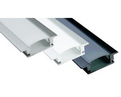 Perfil Aluminio Empotrar ECO 25x7mm. para tiras LED, barra 2 Metros -completo-
