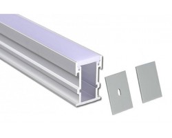 Perfil Empotrar Pisable Suelo de aluminio anodizado en plata 21,80x25,60mm, barra 2 Metros -Completo- (a 12,00€/mt)