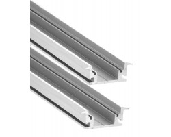 Perfil empotrar suelo pisable aluminio anodizado 26,6x11mm para tiras LED, 6 Metros (2 tramos de 3mts)