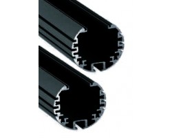 Perfil Redondo aluminio anodizado Negro 39mm para tiras LED, 6mts (2 tramos de 3 Metros)