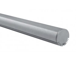 Perfil Aluminio anodizado Redondo 21x17mm. para tiras LED, barra 2 Metros -completo- (a 13,00€/mt.) Acabado Plata