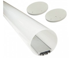 Perfil Aluminio anodizado Eco con difusor Redondo 120mm. para tiras LED, barra 2 Metros - completo, desde 31,00€/mt