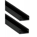 Perfil Superficie aluminio anodizado Negro 16x7mm para tiras LED 6 mts (2 tramos de 3 mts)