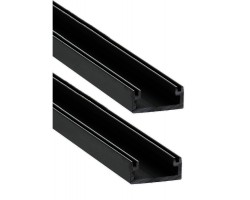 Perfil Superficie aluminio anodizado Negro 16x7mm para tiras LED 6 mts (2 tramos de 3 mts)