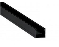 Perfil superficie aluminio anodizado Negro 20,4x19,8mm para tiras LED, barra 2 Metros