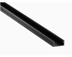 Perfil Aluminio Superficie Negro 17x8mm. para tiras LED, barra de 2 Metros