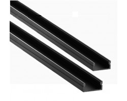 Perfil Aluminio Superficie Negro 17x8mm. para tiras LED, 6mts (2 tramos de 3 Metros)