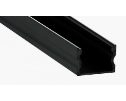 Perfil Aluminio Superficie Negro 17x15mm. para tiras LED, barra de 2 Metros 