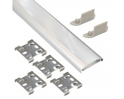Perfil Aluminio Superficie ECO 38,98x8,77mm. para tiras LED, barra de 2 Metros - Completo -