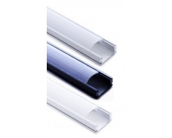 Perfil Aluminio Superficie ECO4 17x7mm. para tiras LED, barra de 2 Metros -completo- Plata, Blanco ó Negro (a 2,95€/m)