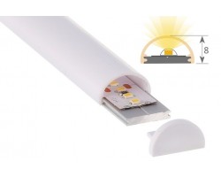 Perfil Aluminio Anodizado Superficie 12x8mm. para tiras LED, barra de 2 Metros -completo- (a 7,50€/m) 