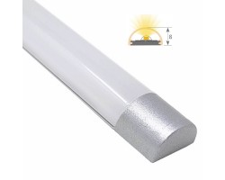 Perfil Aluminio Anodizado Superficie tapas Plata 12x8mm. para tiras LED, barra de 2 Metros -completo- (a 7,00/m)
