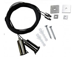Suspensión Universal Negra con rosca y cable 4mm para perfil LED, pack 2ud