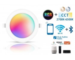 Downlight panel LED Redondo 145mm Blanco 9W SMART RGB+CCT WIFI+Bluetooth, para Smartphone y control voz