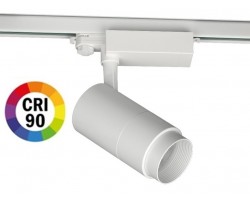 Foco Carril MD14 Trifásico LED COB 30W Blanco, Ángulo ajustable 15º a 60º CRI90, Flicker Free