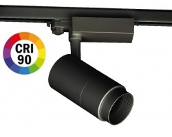 Foco Carril MD14 Trifásico LED COB 30W Negro, Ángulo ajustable 15º a 60º CRI90, Flicker Free