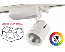 Foco Carril Trifásico LED COB MD6 40W Citizen, CRI>90 Blanco, Especial Carnicerias
