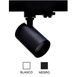 Foco Negro ó Blanco, Carril trifasico LED, Lámpara GU10 
