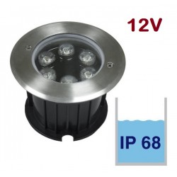 Foco LED exterior IP68 empotrar 6W 12V, Ø125x109 mm