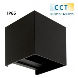 Aplique LED exterior IP65 superficie pared CUBIC 10W CCT 1100Lm Negro