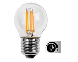 Lámpara LED Esferica Clara E27 4W Filamento 2700ºK Regulable