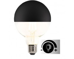 Lámpara LED Globo 125mm Clara Cupula Negra E27 6W Filamento 2700ºK Regulable