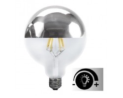 Lámpara LED Globo 125mm Clara Cupula Plateada E27 6W Filamento 2700ºK Regulable