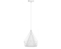 Lámpara Colgante Vintage estructura metálica blanca Diamante con pantalla y p/lampara E27 con cable y florón