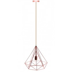 Lámpara Colgante Vintage estructura metálica Oro Rosa Diamante con p/lampara E27, cable y florón