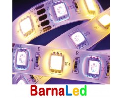 Tira LED 5 mts Flexible 72W 300 Led SMD 5050 IP20 RGB+WW Blanco Cálido Alta Luminosidad