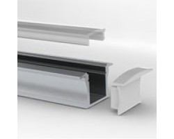 Perfil Aluminio Empotrar 25x15mm. para tiras LED, barra 3 Metros -completo-