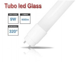 Tubo LED T8 600mm Cristal 9W Blanco Frío, conexión 1 lado